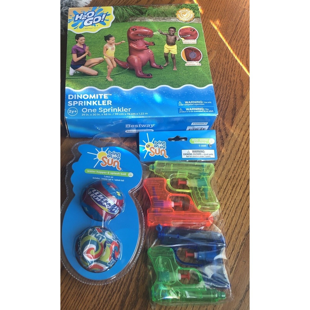 Summer Bundle 3 Items ( Dinomite Sprinkler, Water Hopper& Splash Ball& Waterguns